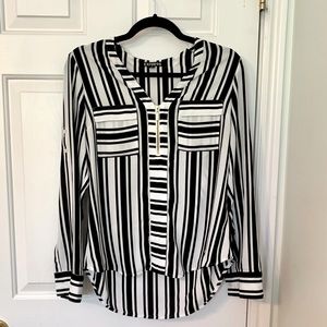 Black and white striped Express blouse